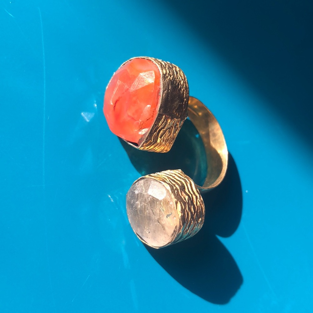 Carnelian and Smoky Quartz Ring, Handmade